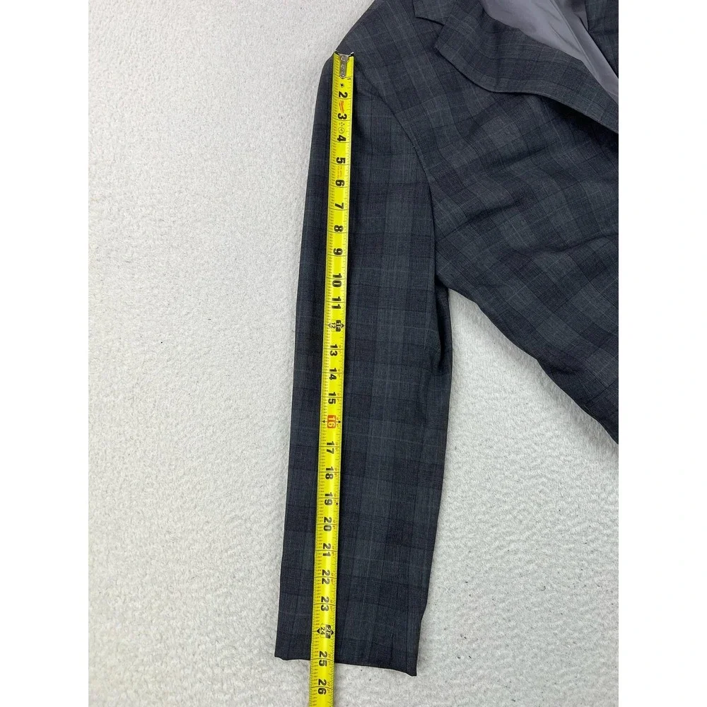 Atelier Munro Mens 48L Gray Check Loro Piana Wool 2 Button Suit Jacket Blazer
